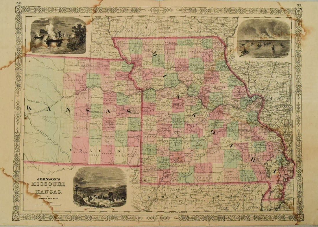 1861 Johnson Map of Missouri and Kansas -- Johnson's Missouri and Kansas (1 of 1)