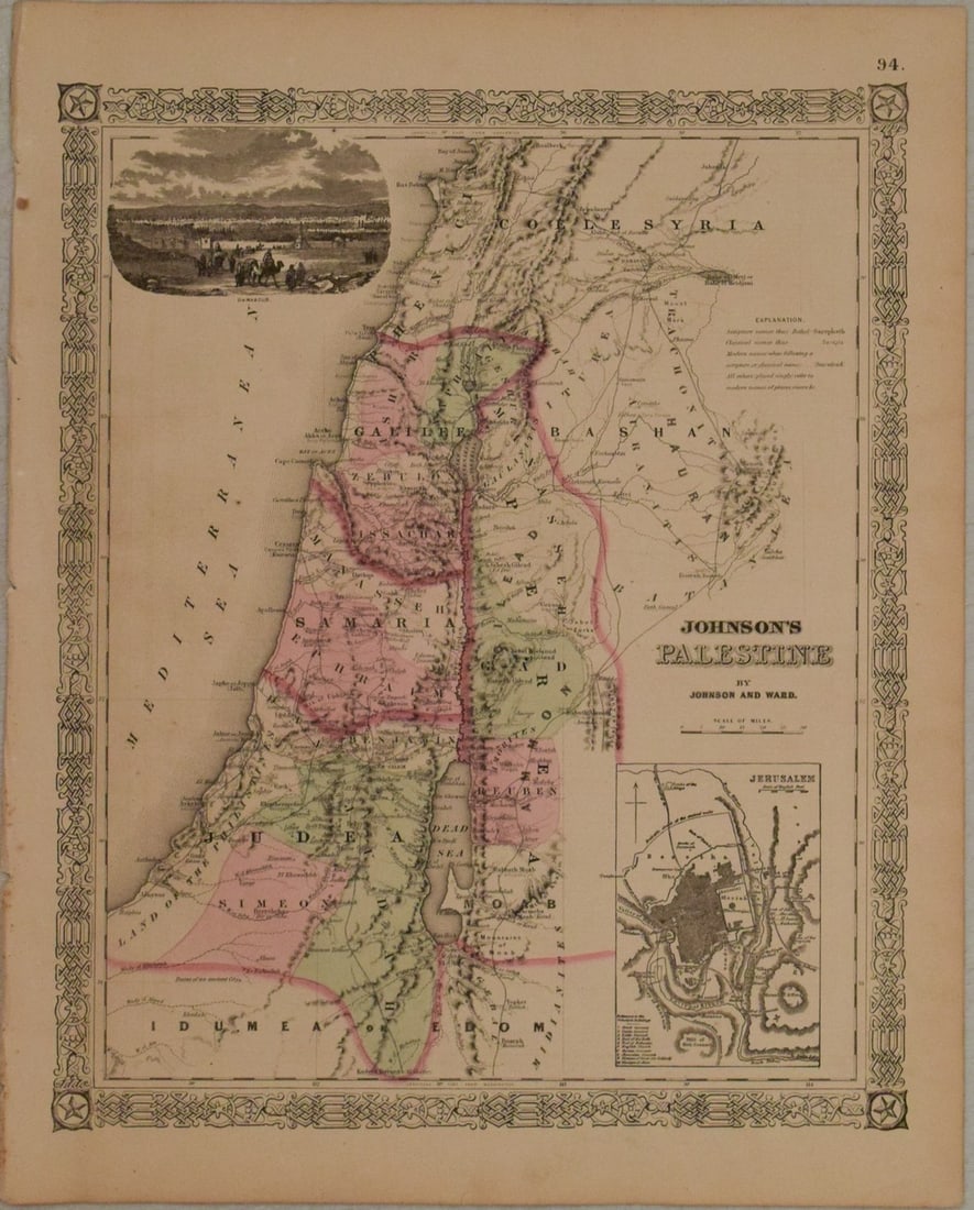 1866 Johnson Map of Palestine / Holy land -- Johnson's Palestine (1 of 1)