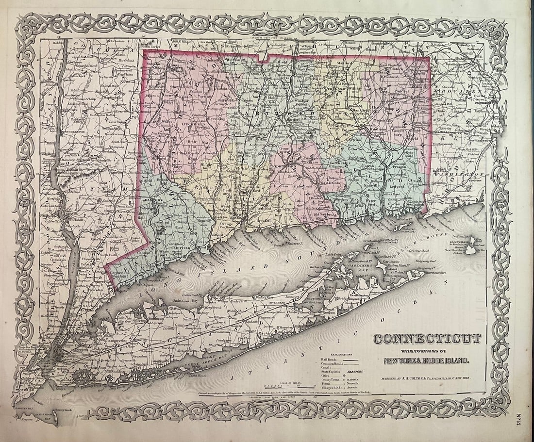 1859 Map of Connecticut by Colton (1 of 1)
