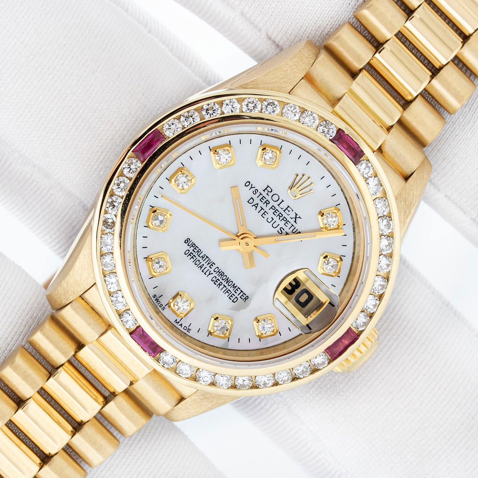 Rolex Lady Datejust President 18K Gold Diamond MOP Diamond Bezel Watch (1 of 9)