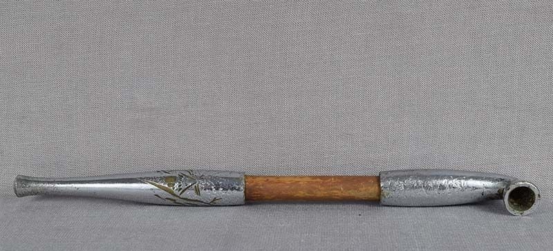 Meiji Japanese TOBACCO PIPE landscape moon birds (1 of 4)