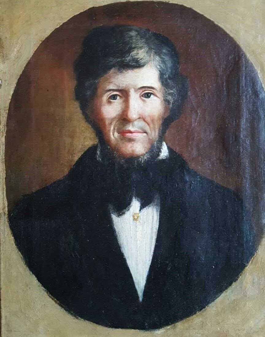 Antique Painting Original 19th Century Man With Beard And Bow Tie Portrait (1 of 2)