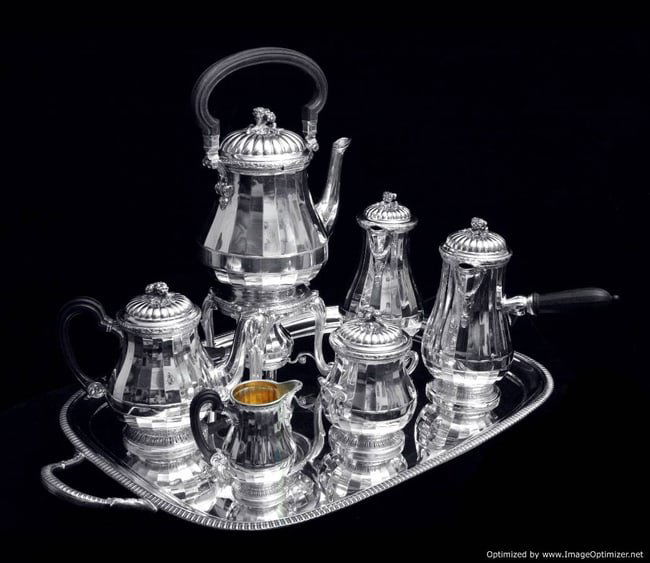 PUIFORCAT (HERMES) - 8pc. LOUIS XVI STERLING SILVER TEA / COFFEE SET, 1850-1899 !! (1 of 1)