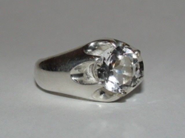 Men's Sterling Silver Rock Crystal Pinky Ring Alberto Juan (1 of 1)