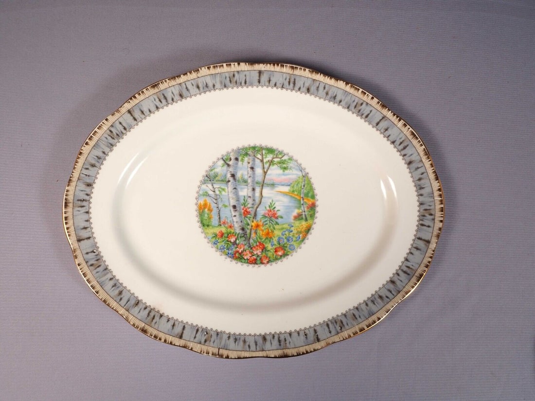Royal Albert Silver Birch Oval Serving PLATTER England 12 3/4" (1 of 4)