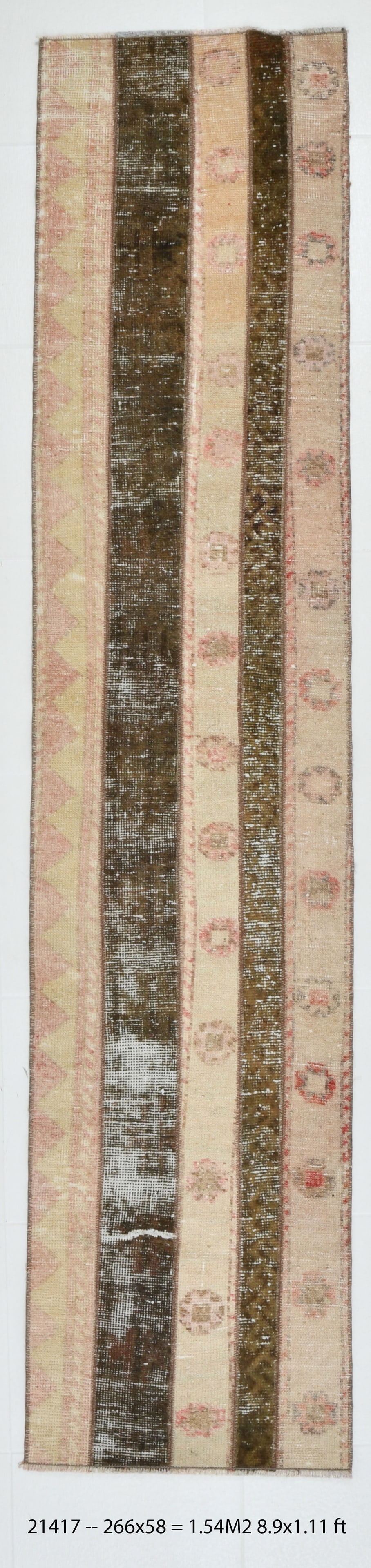 2' x 9' Vintage Turkish Runner Rug - 21417: Title: 2' x 9' Vintage Turkish Runner Rug - 21417 Description: Vintage Turkish Runner Rug Handmade, handwoven with traditional technique. Low pile, soft rug. Rug Condition: Fully cleaned and ready to