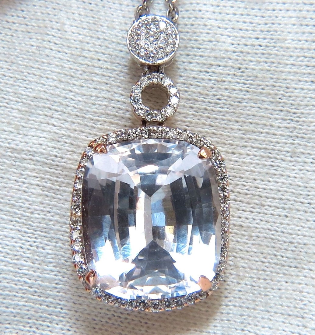 24.74ct Lab Pink Sapphire Diamonds necklace 14kt (1 of 6)