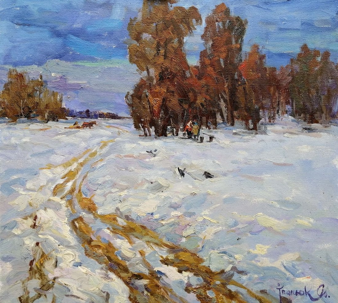 Oil painting Winter evening Kalenyuk Alex (1 of 9)