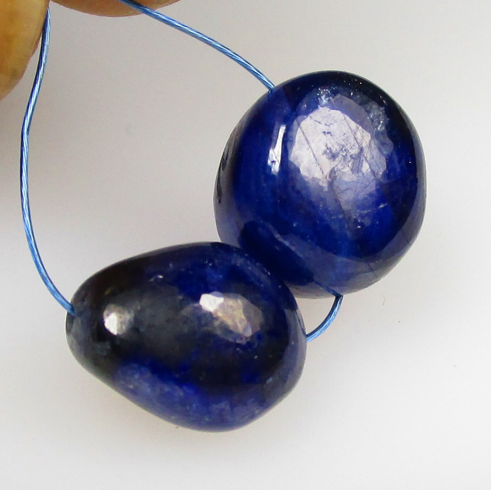 14.90 Ctw Natural 2 Blue Sapphire Dumble Beads (1 of 2)