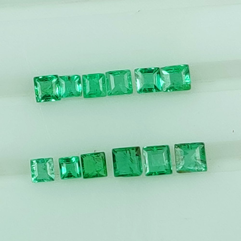 0.52 Ctw Natural 12 Zambian Emerald Square Set (1 of 2)
