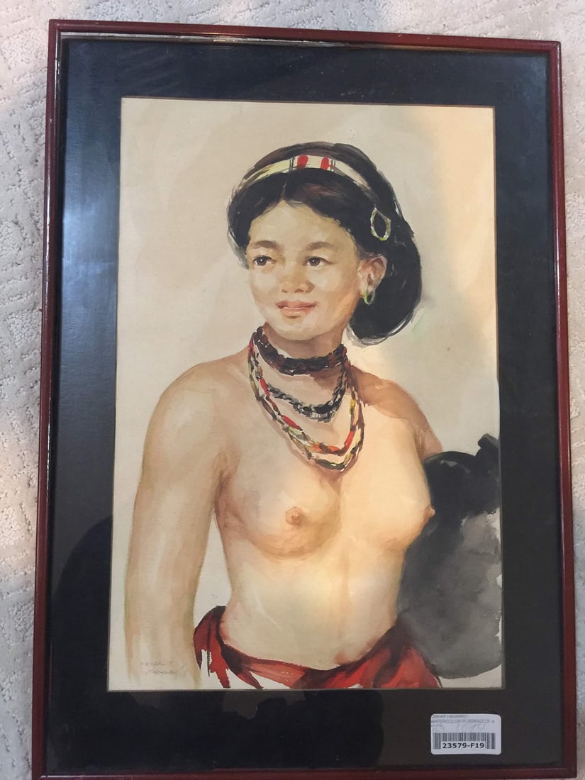 Bali Lady - Art By Oskar Navarro (1956) Watercolor - Framed: Bali Lady - Art by Oskar Navarro (1956) Watercolor - Framed Frame - 13" x 17" 12.5" x 16.5" Condition: VG. Reserve: $531.00 Shipping: Domestic: Flat-rate of $28.00 to anywhere within the contiguous U.