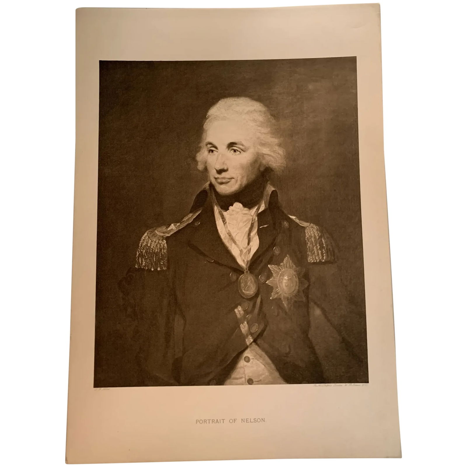 Portrait of Nelson, after L.F. Abbott - Antique print: Portrait of Nelson. Artist: after Lemuel Francis Abbott (circa 1760-1802). Provenance: "The Art Portfolio: Reproductions of National Art Treasures", produced and published by W. B. Jobson & Co. London