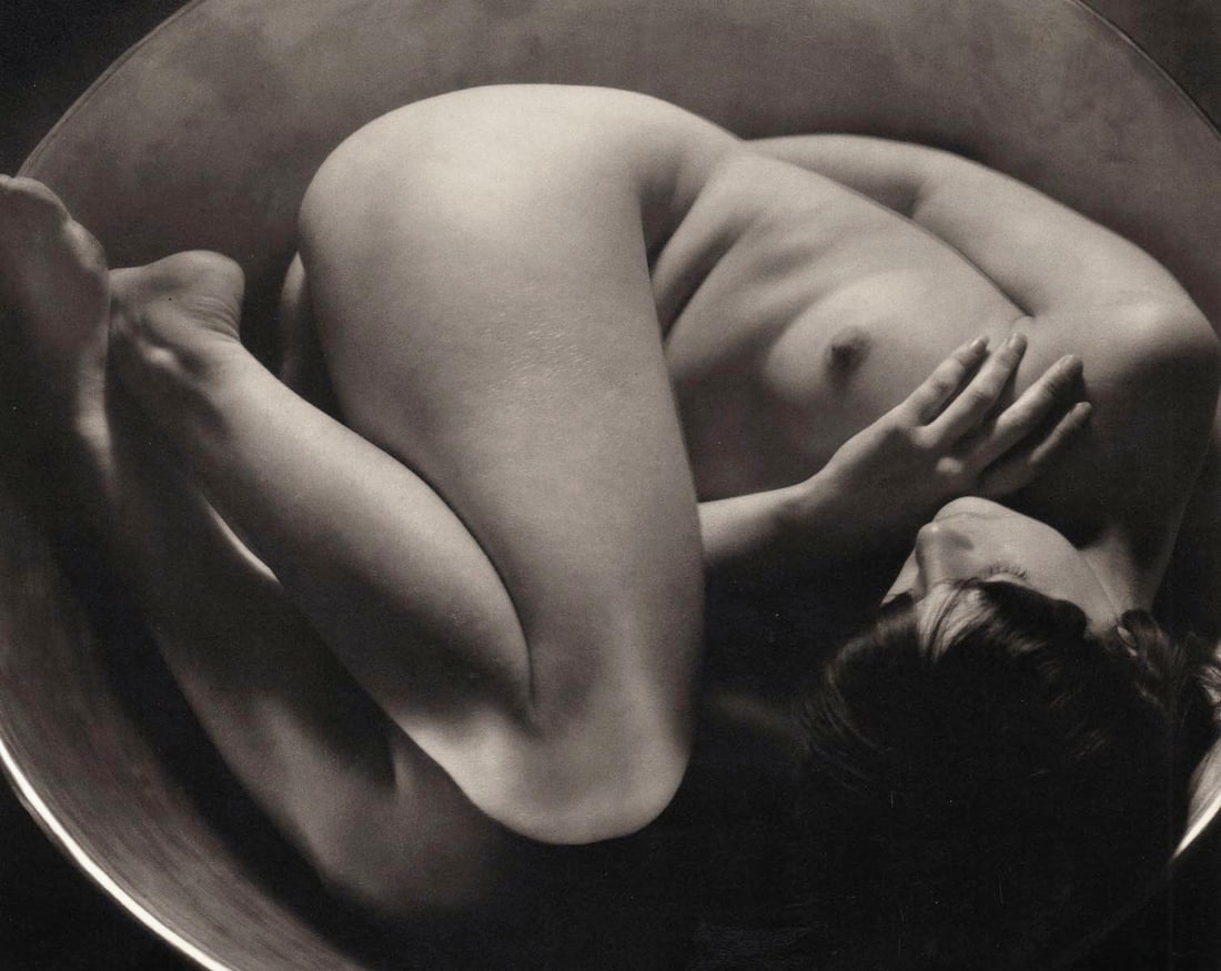 RUTH BERNHARD - Early Composition, 1934: Artist: RUTH BERNHARD Print Title: Early Composition, 1934 Medium: Duotone Photoengraving Printed in USA in 1980’s Image Size approx: 7.5 x 9.5” Ruth Bernhard (1905 – 2006), was a le