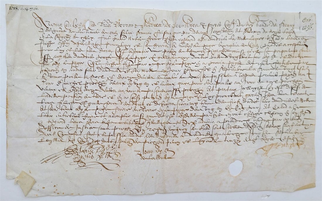 1618 MANUSCRIPT on VELLUM antique LEGAL DOCUMENT in FRENCH (1 of 7)