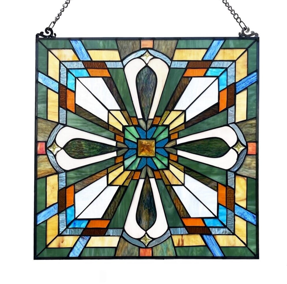 20" Square Panel Stained Glass Window Hanging Panel Suncatcher (1 of 6)