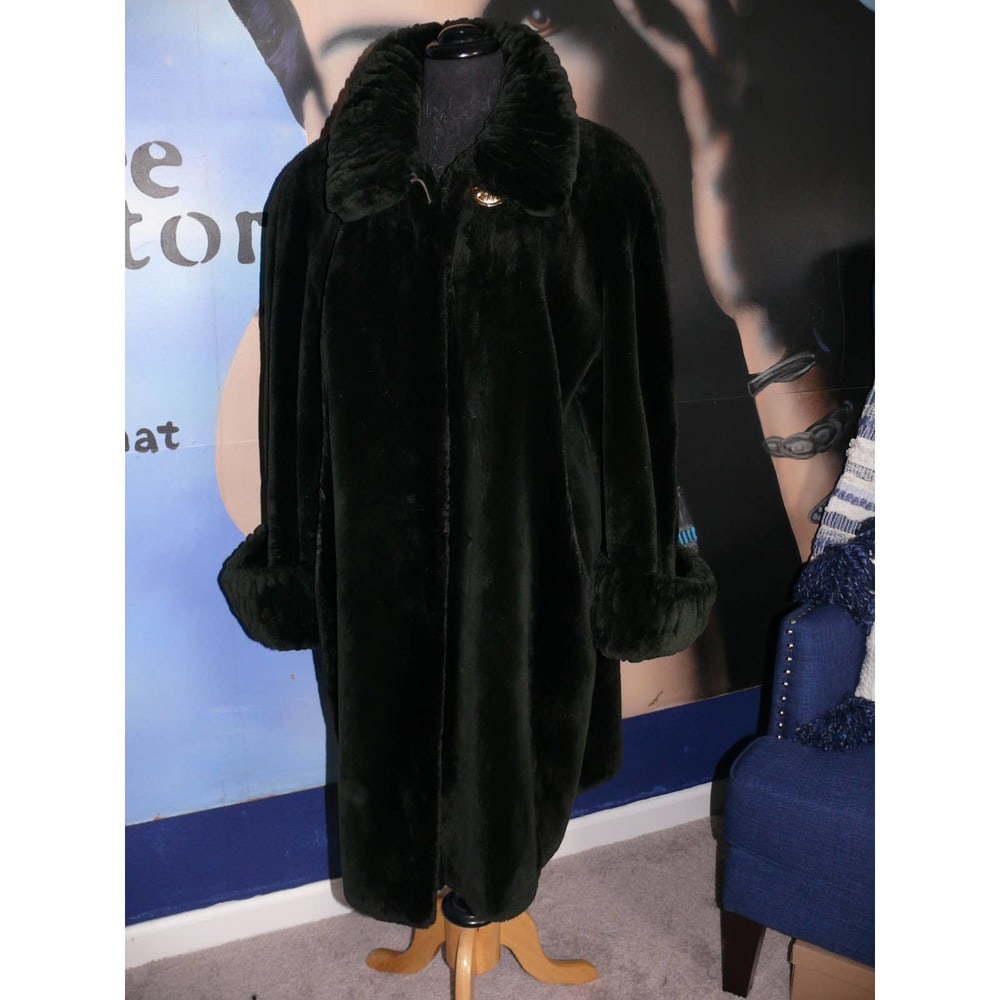 Gorgeous Louis Feraud Green sheared Beaver fur Swing Stroller coat XL PLUS (1 of 8)