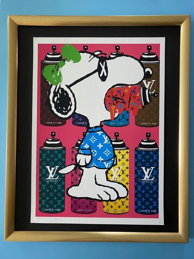 DEATH NYC Hand Signed LARGE Framed 16x20in COA + LV + Snoopy + Graffiti PopArt X/100 (1 of 6)