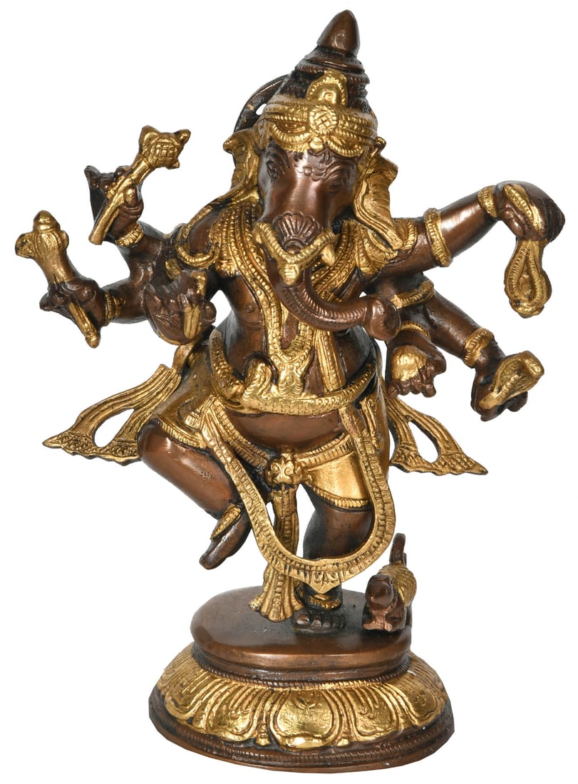 9" Dancing Ganesha In Brass (1 of 1)