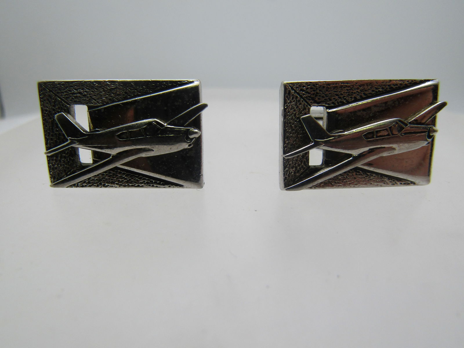 Vintage Airplane Cufflinks, Signed Balfour, 1960's, Silver Tone (1 of 5)