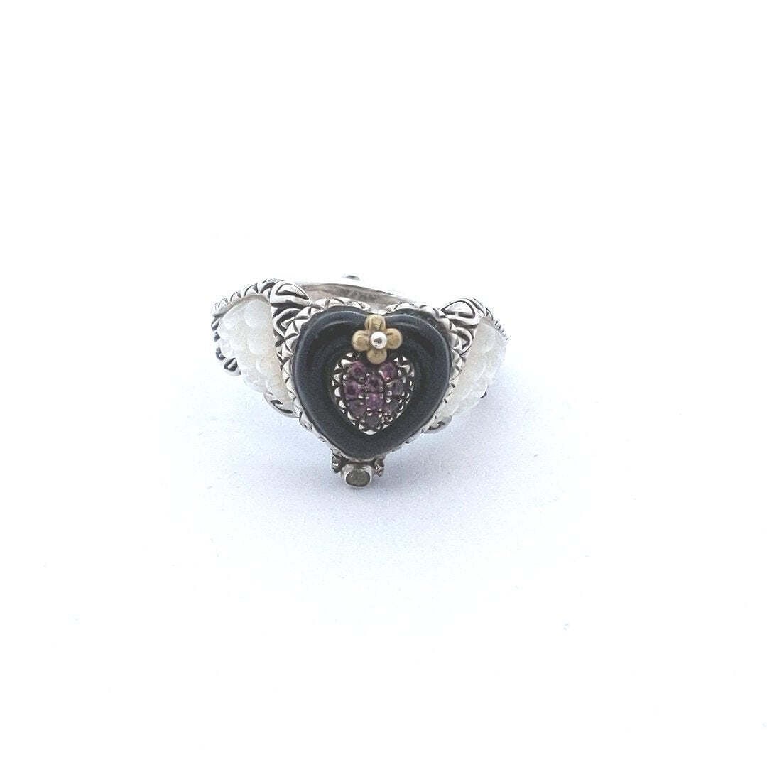 Barbara Bixby Sterling 18K Yellow Gold Multi Stone Heart & Wings Ring (1 of 4)