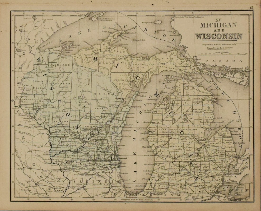 1869 Mitchell Map of US Midwest -- XIV Ohio, Kentucky, Indiana, Illinois, Iowa and Missouri [verso] (1 of 2)