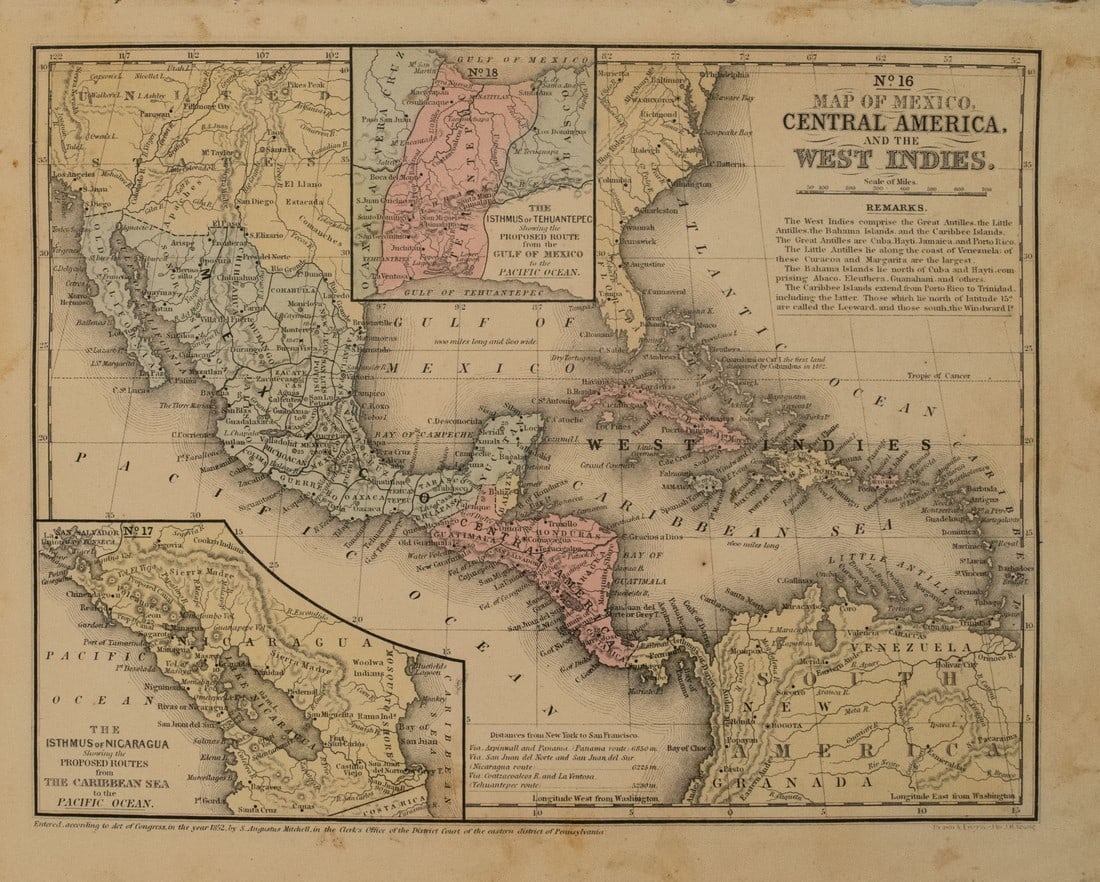 1858 Mitchell Map of Mexico, the Caribbean and Central America -- No. 16 Map of Mexico, Central (1 of 1)
