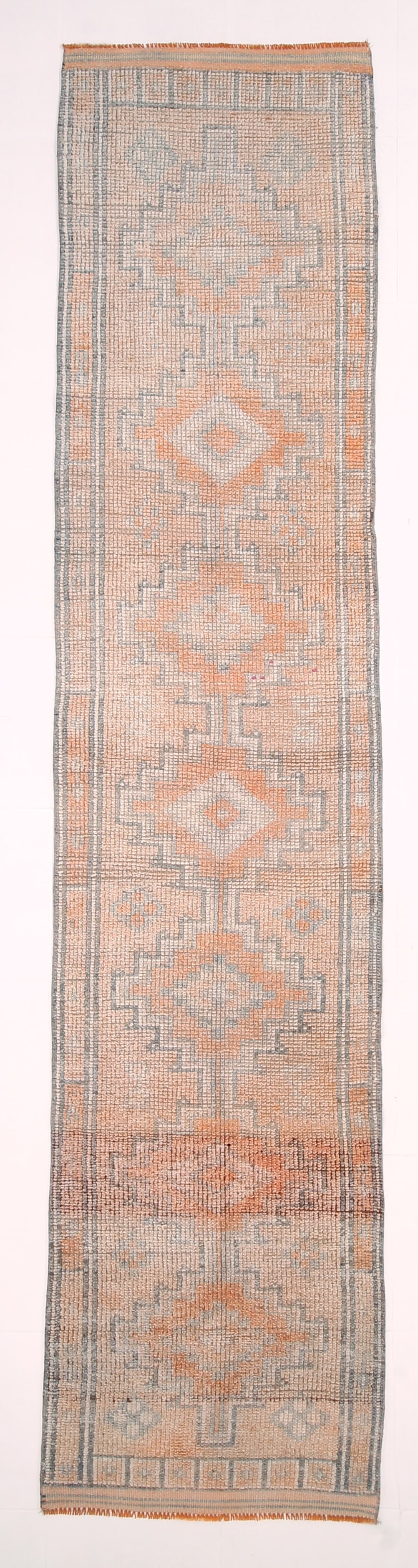 2' x 11' Vintage Herki Runner Rug - 5763: Title: 2' x 11' Vintage Herki Runner Rug - 5763 Description: Vintage Herki Runner Rug Handmade, handwoven with traditional technique. Low pile, soft rug. Rug Condition: Fully cleaned and ready to use.