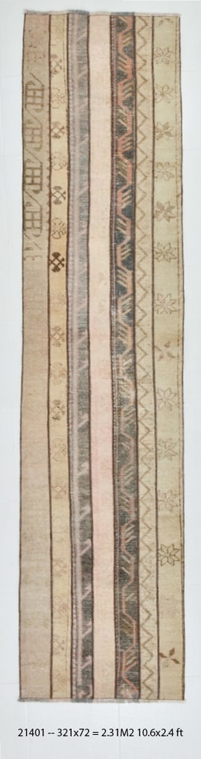 2' x 10' Vintage Turkish Runner Rug - 21401: Title: 2' x 10' Vintage Turkish Runner Rug - 21401 Description: Vintage Turkish Runner Rug Handmade, handwoven with traditional technique. Low pile, soft rug. Rug Condition: Fully cleaned and ready to