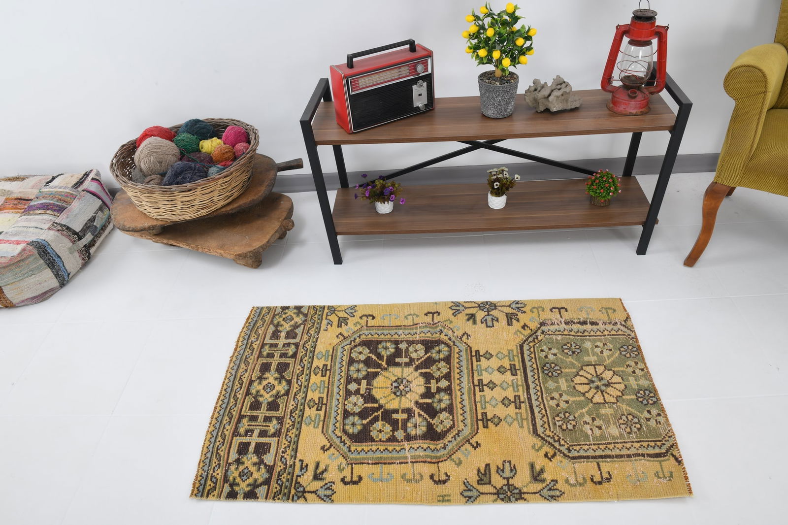 2' x 4' Vintage Turkish Runner Rug - 18538: Title: 2' x 4' Vintage Turkish Runner Rug - 18538 Description: Vintage Turkish Runner Rug Handmade, handwoven with traditional technique. Low pile, soft rug. Rug Condition: Fully cleaned and ready to