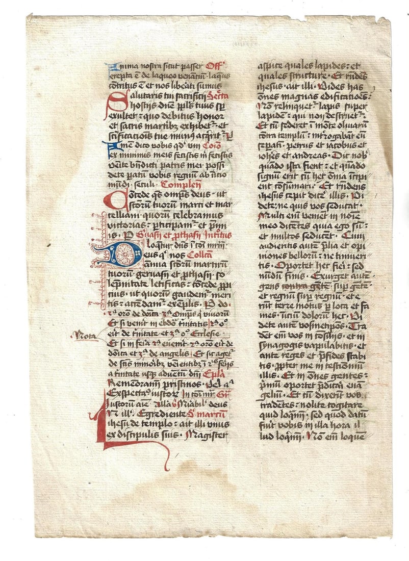 1480 Medieval Manuscript Beautiful Initials Law (1 of 2)