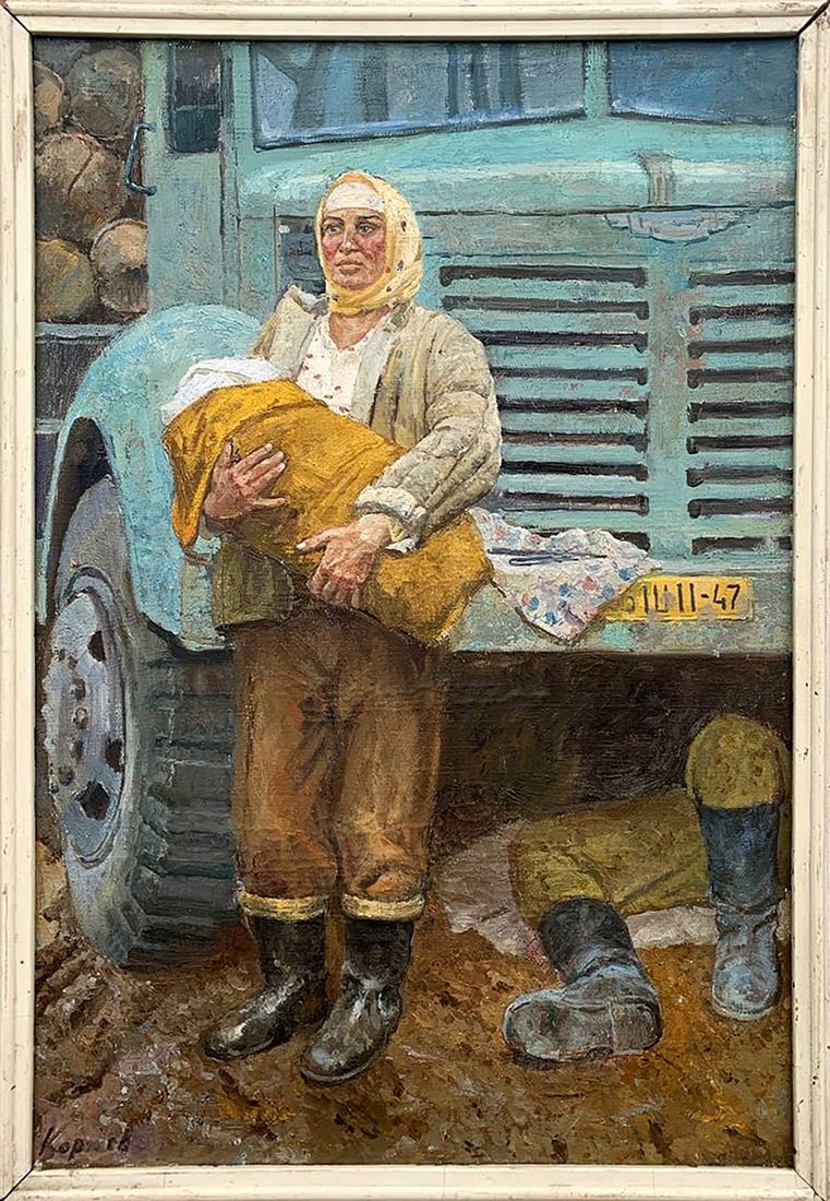 Oil painting Stop Korzhev Geliy Mikhailovich: Title: Oil painting Stop Korzhev Geliy Mikhailovich Description: ?1614 *** ABOUT THIS PAINTING *** * TITLE: "Stop" * ARTISTS: Korzhev Geliy Mikhailovich * SIZE: 60x40 cm/'23.62x15.74 inches' * MEDIUM: