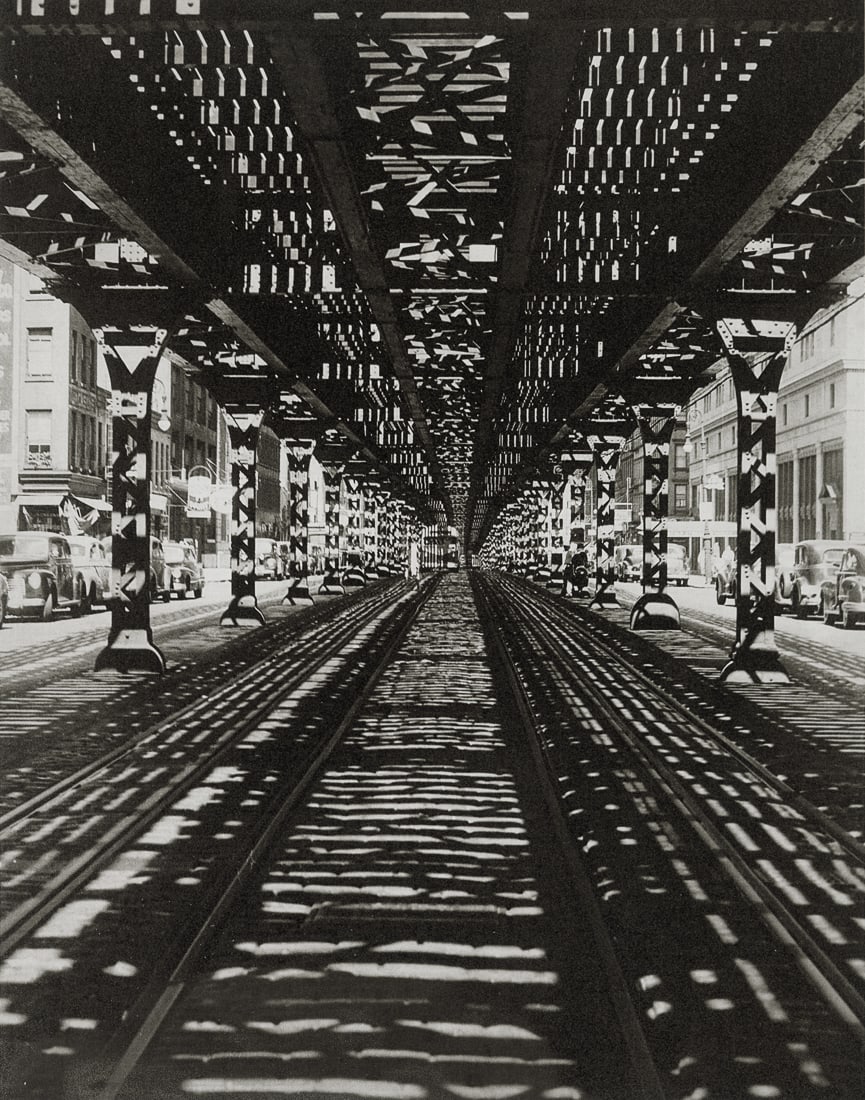 SAM SHAW - Under The El, New York City, 1952: Artist: Sam Shaw Title: Under The El, New York City, 1952 Medium: Photo Litho, 2010, Germany Dimensions: 7.95x10.1" Description: Heat Wax Mounted on 11x14" Conservation Board Artist Bio: Photographer