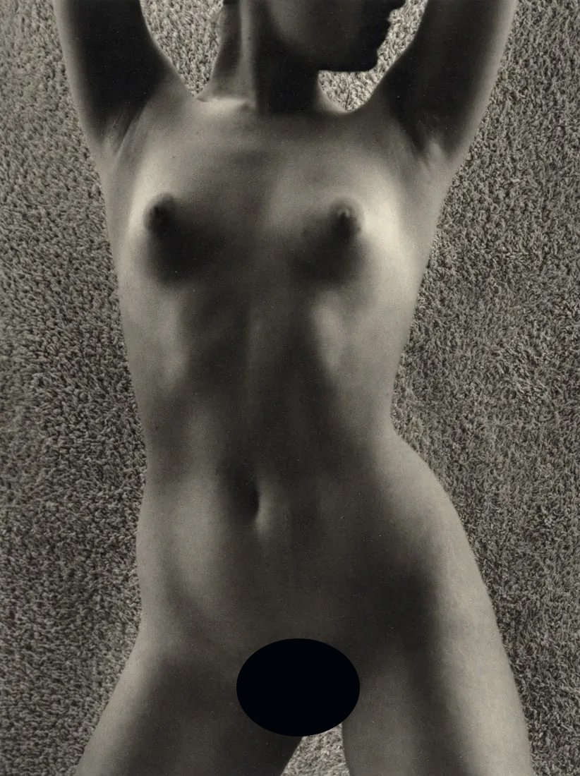 RUTH BERNHARD - With Turban II, 1971: Artist: Ruth Bernhard Title: With Turban II, 1971 Medium: Photo Litho, 1993, USA Dimensions: 5.6x7.5" Description: Heat Wax Mounted on 8.5x11" Conservation Board Artist Bio: Ruth Bernhard was a German
