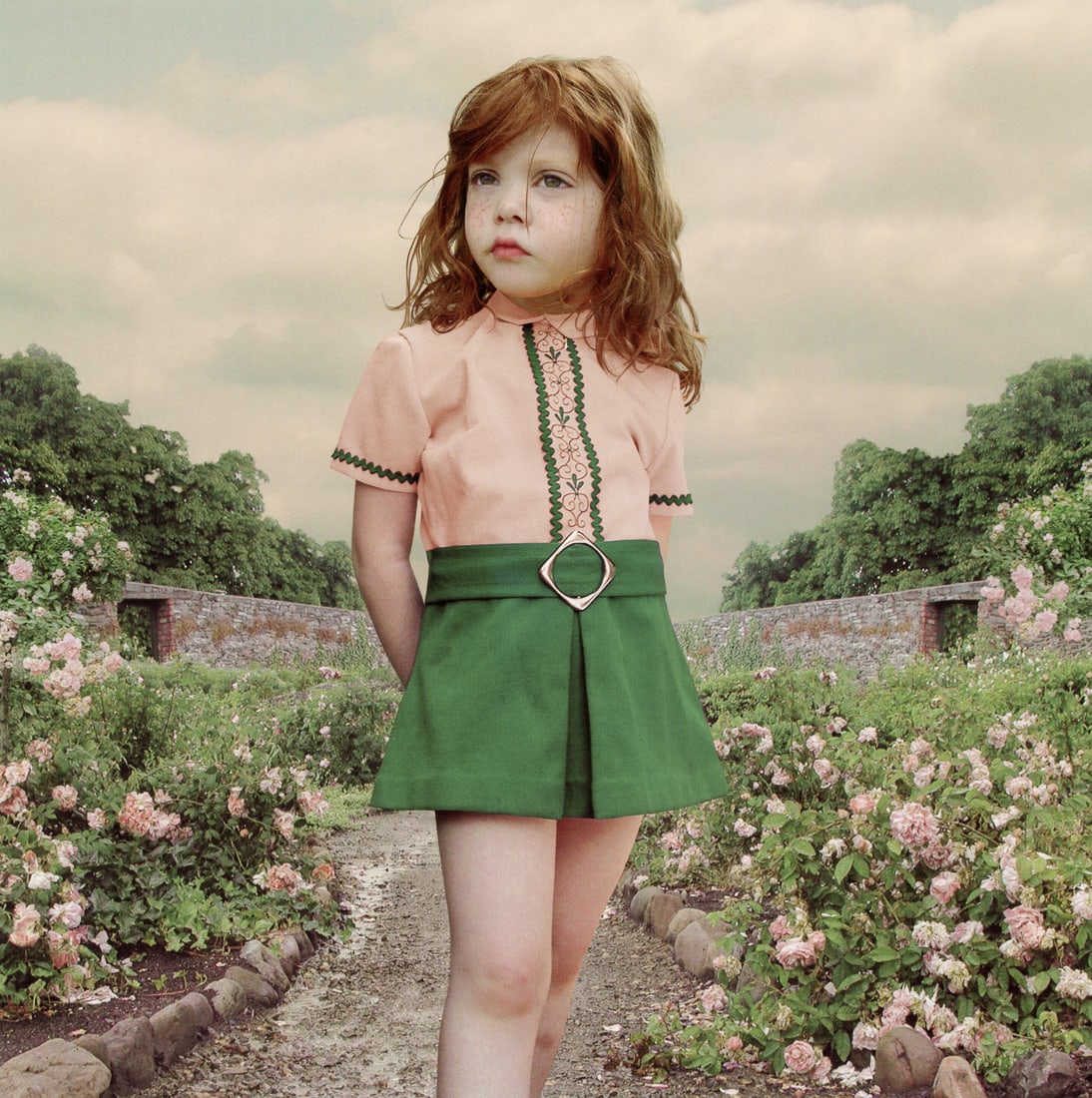 LORETTA LUX - The Rose Garden, 2001: Artist: Loretta Lux Title: The Rose Garden, 2001 Medium: Photo Litho, 2005, Hong Kong Dimensions: 7.45x7.5" Description: Heat Wax Mounted on 11x14" Conservation Board Artist Bio: Loretta Lux (born 196