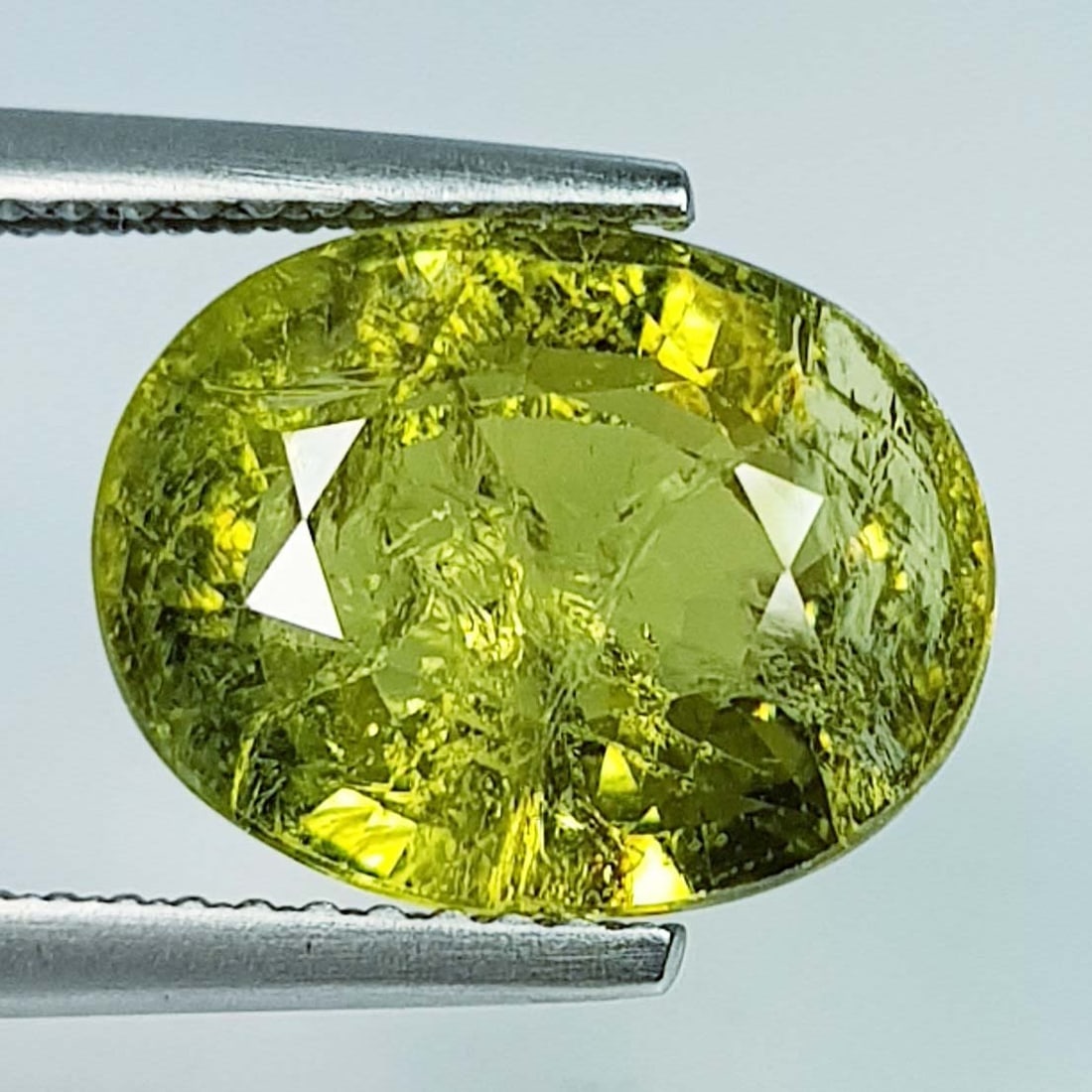 Natural Mali Garnet Oval Cut - 6.73 ct: Title: Natural Mali Garnet Oval Cut - 6.73 ct Gemstones: Mali Garnet Color/Clarity: Green /SI Carat Weights: 6.73 Size: 12.10 x 9.50 x 6.50 Additional Information: Oval - Mali Reserve: $130.00 Shippin