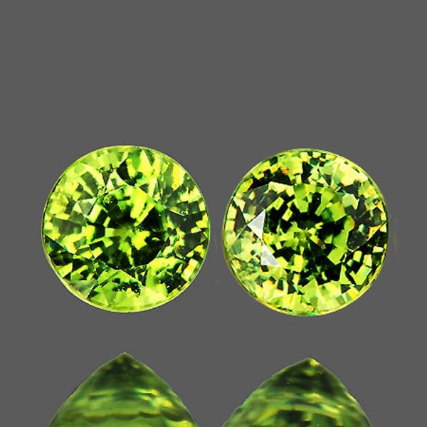 3.50 mm Round 2 pcs Rainbow Sparkles Natural Golden Green Demantoid Garnet [VVS] (1 of 2)
