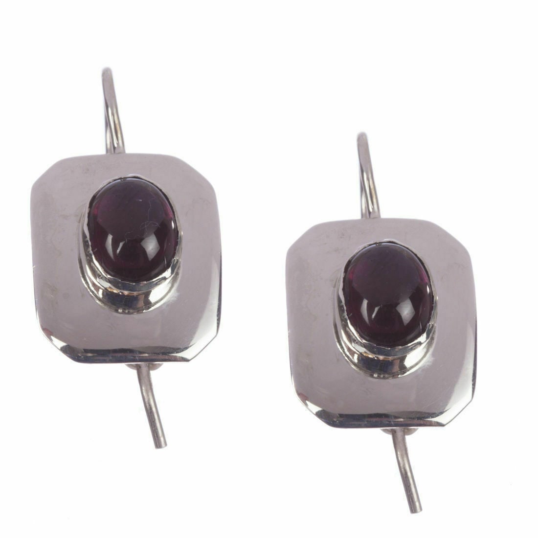 Sterling Silver Red Garnet Cabochon Earrings Alberto Juan (1 of 5)