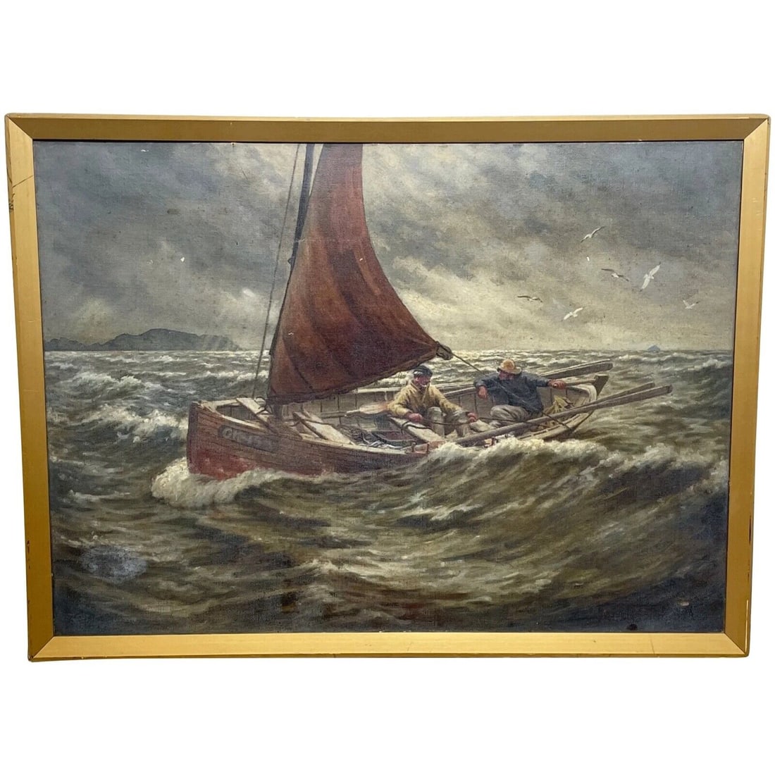 Marine Oil Painting Fishing Boat Off Ayrshire Coast Ailsa Craig By Frank Kipling (1 of 12)