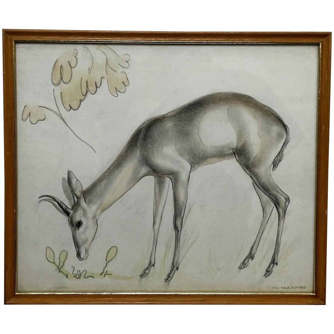 Watercolour Painting The Deer Signed By John Rattenbury Skeaping 1901-1980: Watercolour Painting The Deer Signed By John Rattenbury Skeaping 1901-1980 1 Fine Art British Mixed Media Watercolour Animal Painting The Deer Signed By John Rattenbury Skeaping 1901-1980. Subject bea