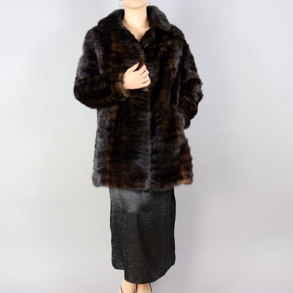 BROWN MINK FUR JACKET EU: L; US: 16 (1 of 10)