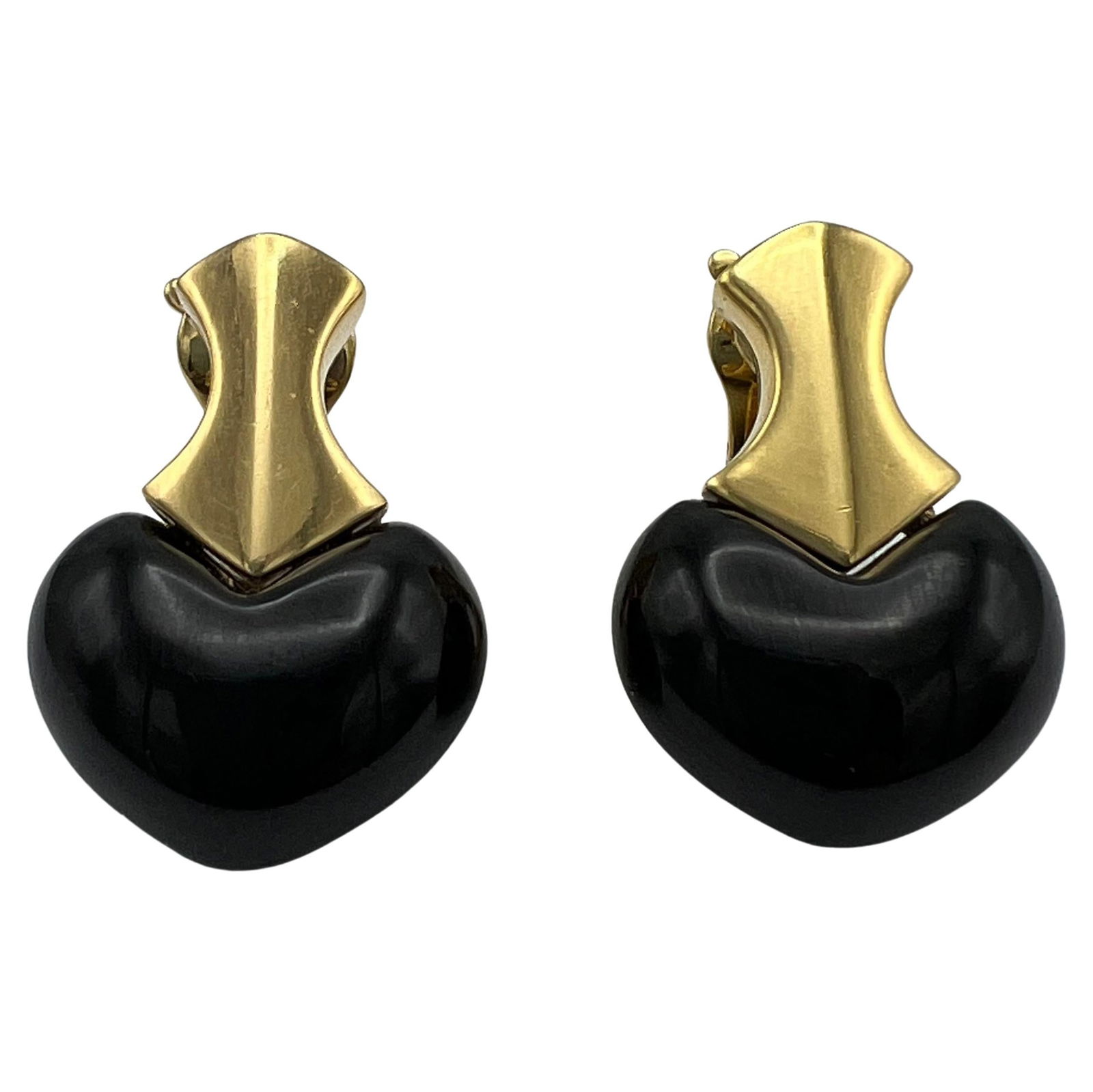 Marina B Gold Earrings Jade Heart Shape (1 of 20)