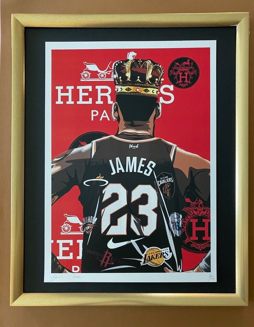 DEATH NYC Hand Signed LARGE Print Framed 16x20in COA POPART LEBRON JAMES LAKERS (1 of 5)