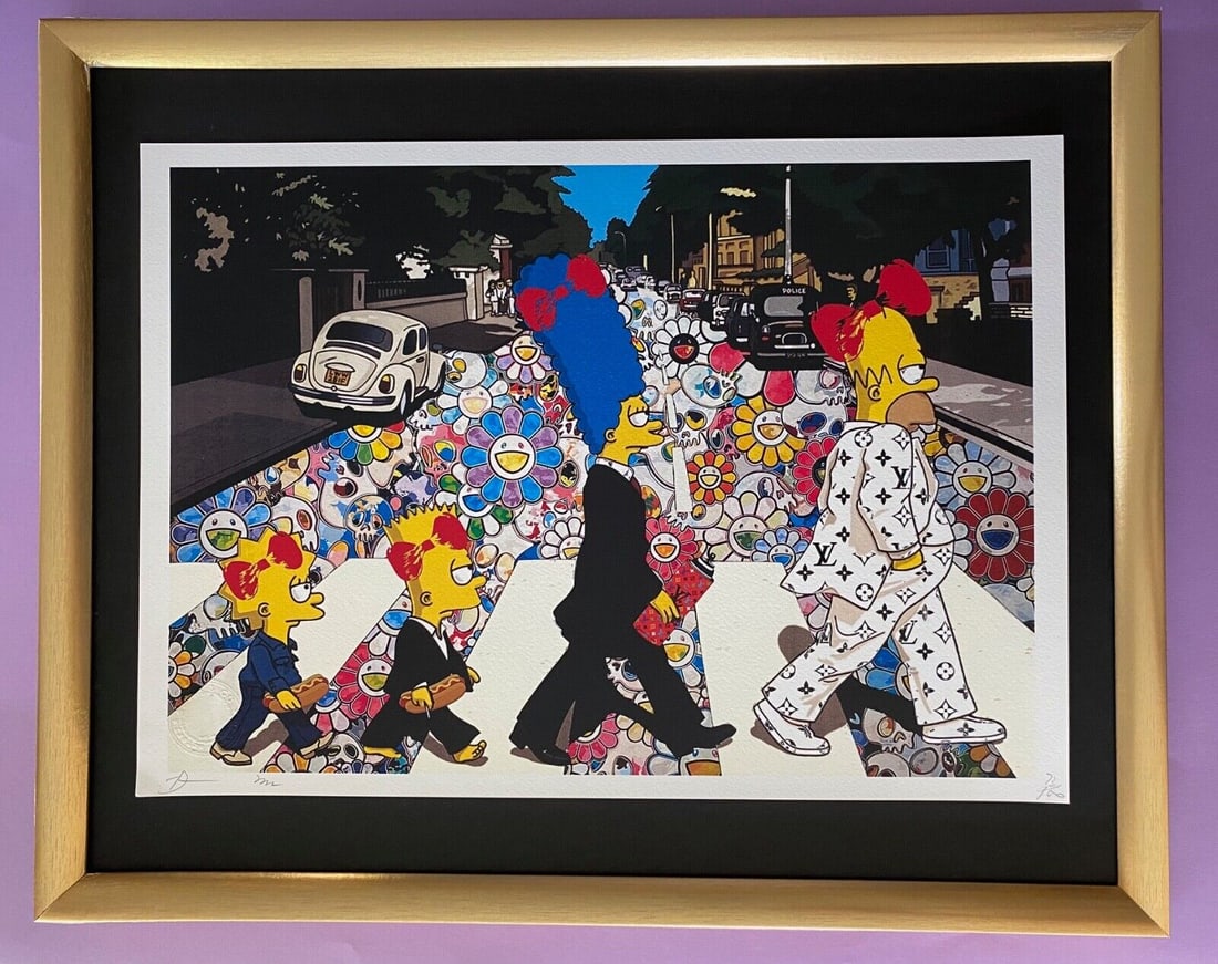 DEATH NYC Hand Signed LARGE Print Framed 16x20in COA POPART THE SIMPSONS: Title: DEATH NYC Hand Signed LARGE Print Framed 16x20in COA POPART THE SIMPSONS Description: This is a Stunning and Scarce 100% Authentic New Print by Death NYC " ABBEY ROAD " Hand Signed and Numbered