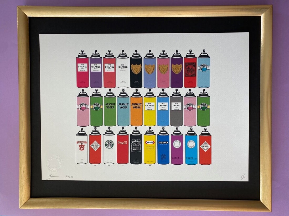 DEATH NYC Hand Signed Print + Mr. Brainwash Spray Can Framed COA 16x20in. X/100 (1 of 6)