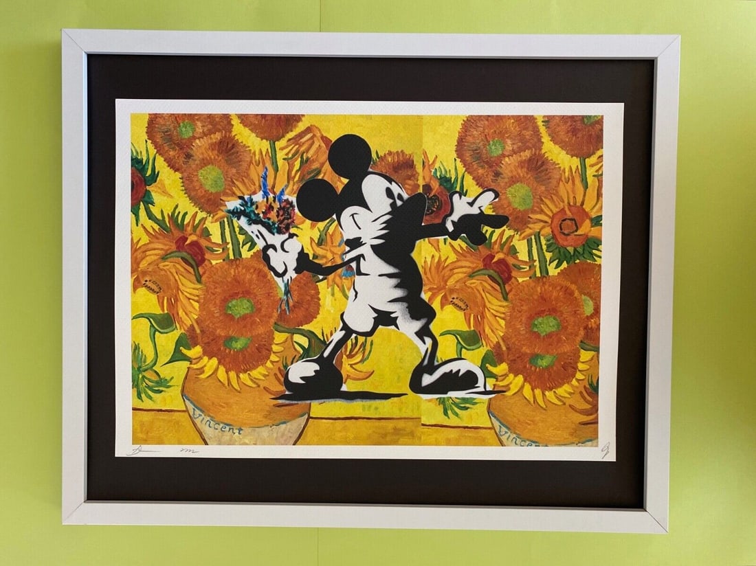 Death NYC Large Framed 16x20in Pop Art Original COA Mickey Disney Banksy Flowers (1 of 6)