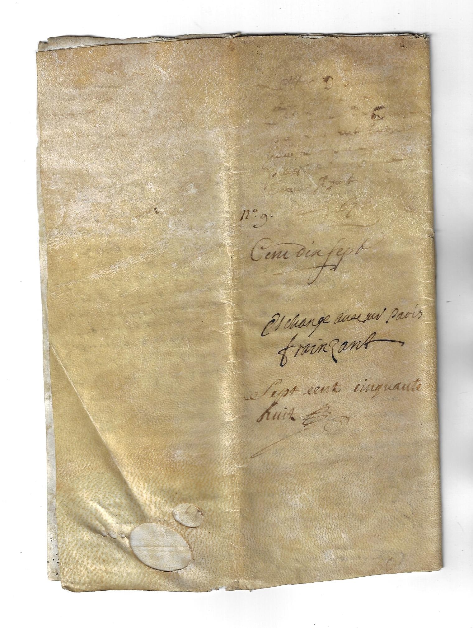 1675 Manuscript French Vellum Document (1 of 3)