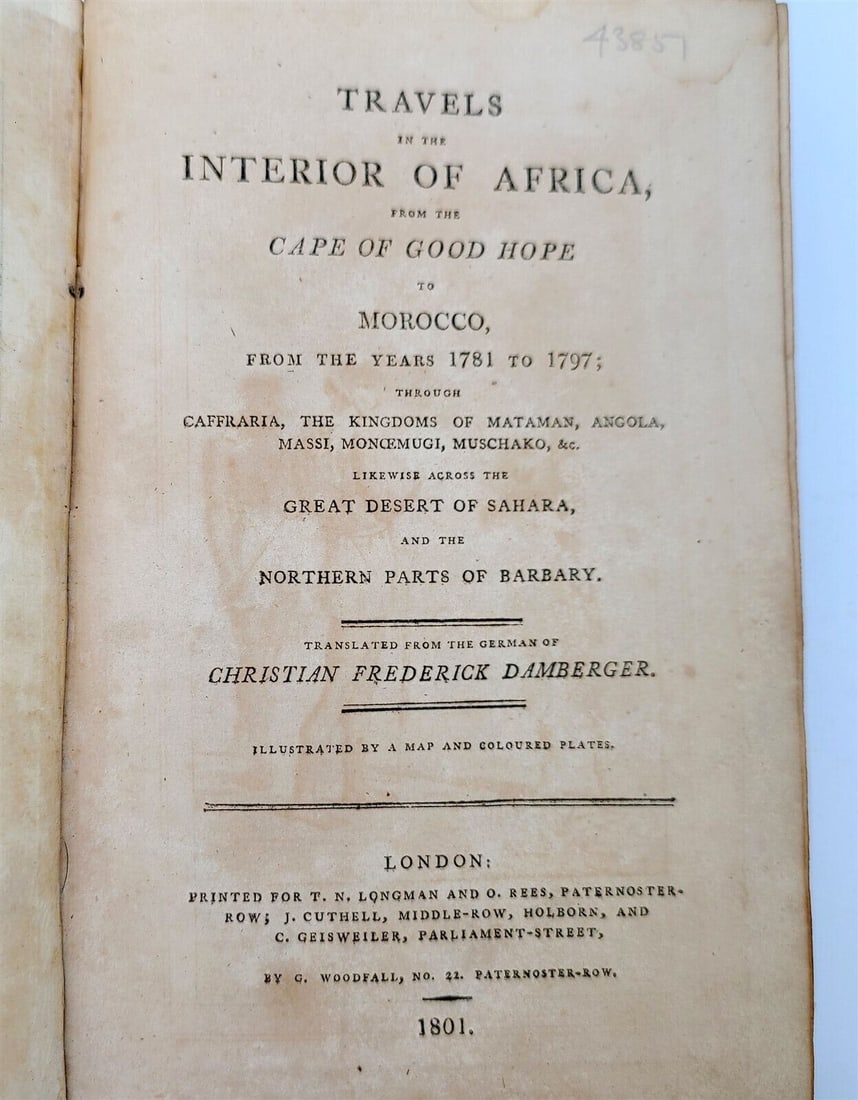 1801 TRAVELS in INTERIOR DISTRICTS OF AFRICA CAPE OF GOOD HOPE - MOROCCO antique (1 of 6)