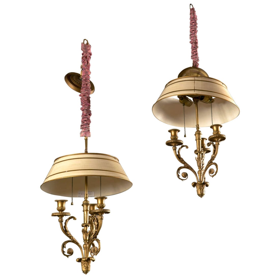 Pair of Finely Chased Bronze Doré Louis XV Style Chandeliers Three Candelabras: Title: Pair of Finely Chased Bronze DorÃ© Louis XV Style Chandeliers Three Candelabras Description: A very fine pair of Louis XV style chandeliers. Each finely chased dorÃ© bronze light fixture wi