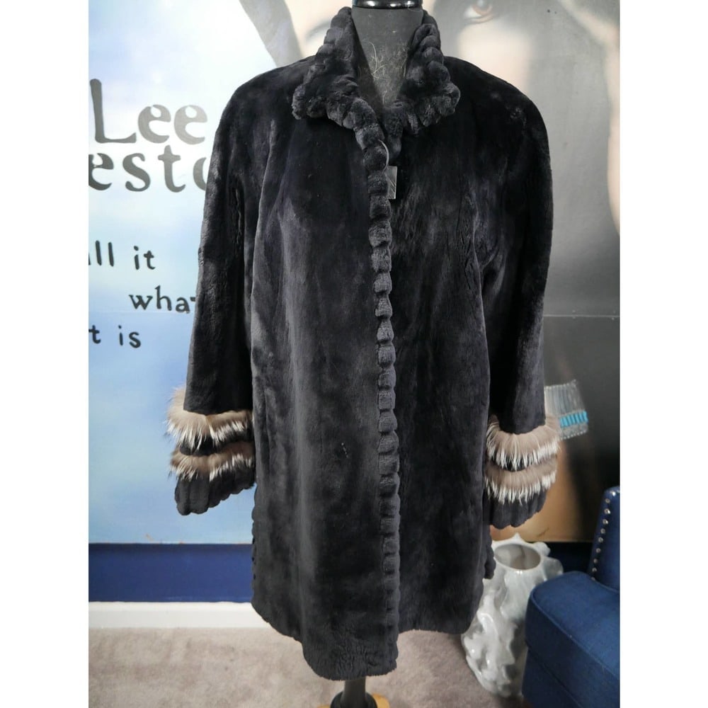 Gorgeous NEW $14K Sheared Beaver & Silver Fox Fur Stroller Coat Jacket (1 of 6)