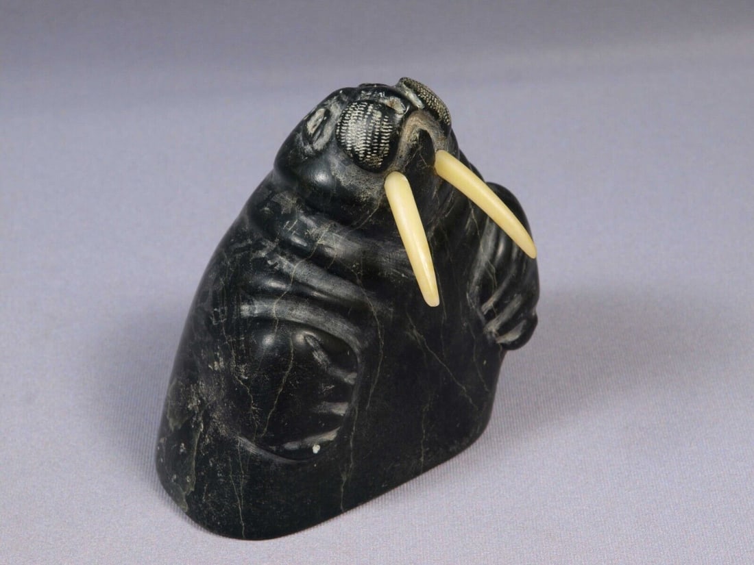 Inuit Native American Stone Carving Figurine Sea Lion Walrus Canada Noah Meeko (1 of 6)